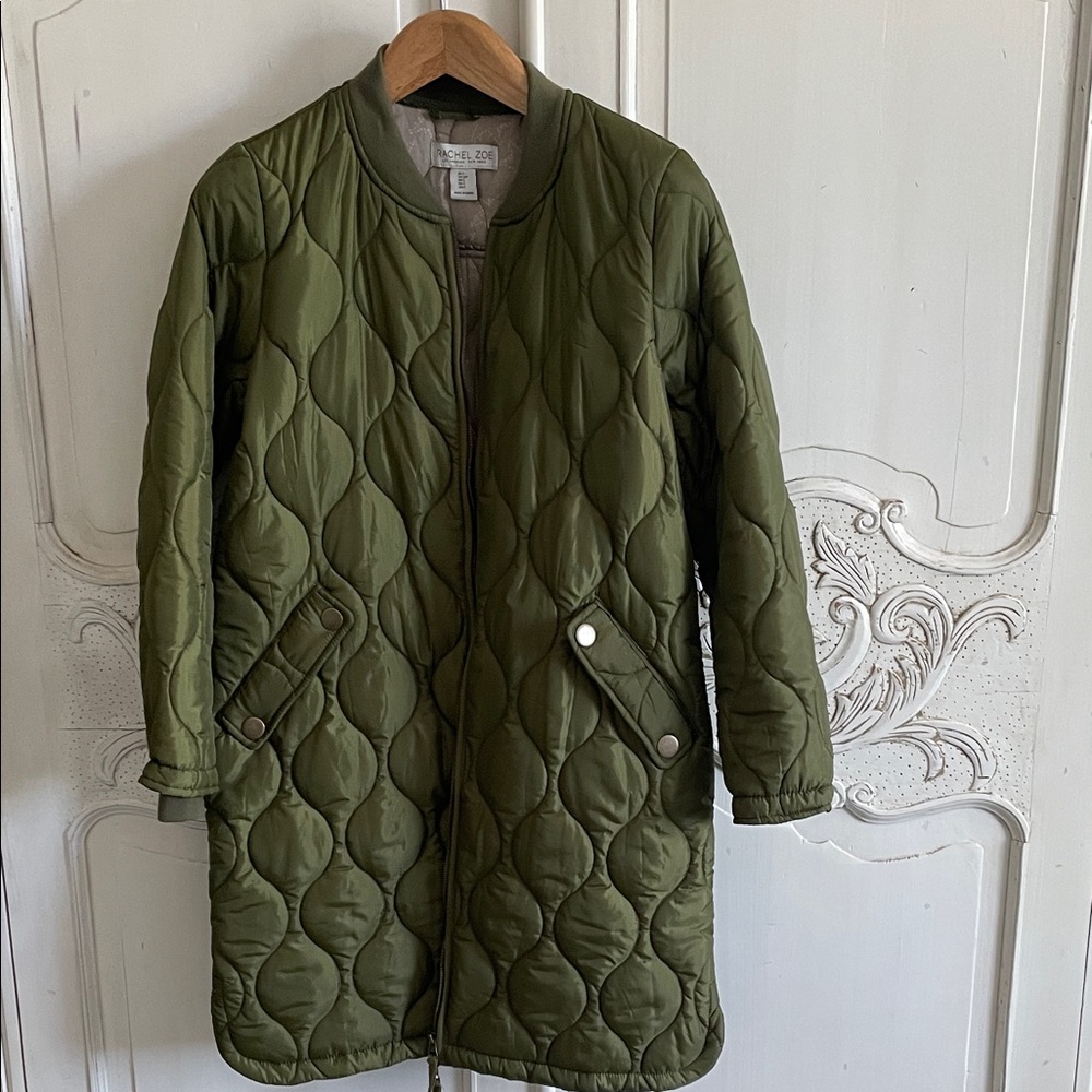 Rachel Zoe Olive Quilted Puffer Coat